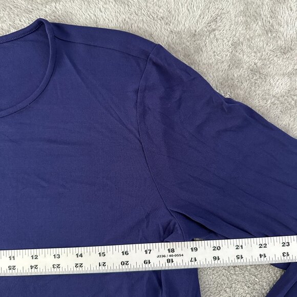 Eileen Fisher 100% Silk Long Sleeve Shirt Blouse Women's size LARGE Purple Blue - Picture 4 of 5